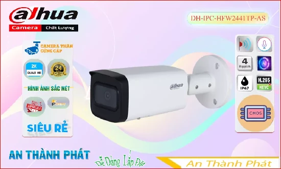  Camera Giá re Ip POE Sắc Nét DH-IPC-HFW2441TP-AS được Thiết kế chip hình ảnh sử dụng 4.0 MP Độ phân giải Ultra 2k Độ nét phù hợp cho công trình cao cấp khả năng giám sát ban đêm Hồng Ngoại 80m Với khả năng Báo Động Chống Trộm PIR giám sát chi tiết Ip POE Sắc Nét DH-IPC-HFW2441TP-AS Hình ảnh ban đêm chất lượng với Hồng Ngoại Smart IR Tối ưu hơn khi giám sát ban đêm trung thực CMOS Hình ảnh sinh động siêu tiết kiệm băng thông H.265+/H.265/H.264+/H.264 kết nối nhanh với trang bị IP POE kỹ thuật số lắp camera ngoài trời như khu phố, công trình ngoài ra còn dùng cho kho hàng nhà xưởngThân Kim Loại Hình ảnh ban đêm chất lượng với Hồng Ngoại Smart IR Tối ưu hơn khi giám sát ban đêm