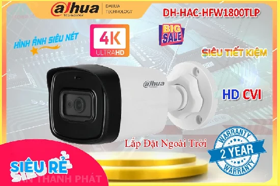  Camera Dahua DH-HAC-HFW1800TLP thân hồng ngoại 80m chắc chắn chống mưa nắng ip 67 hình ảnh 4k phù hợp cho nhà xưởng công trình ngoài tròi camera Đặc điệm nổi bật Độ phân giải 8MP cho góc nhìn rộng và chi tiết