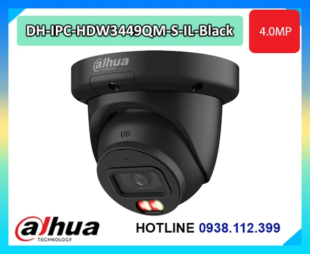 Camera Dahua DH-IPC-HDW3449QM-S-IL-Black, Camera Eyeball 4MP Dahua WizSense, Camera Dahua Smart Dual Light 50m, Camera AI Dahua SMD 4.0, Camera Dahua IP67 ngoài trời