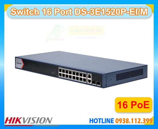 Lắp đặt camera Switch Quản Lý 16 PoE HIKVISION DS-3E1520P-EI/M