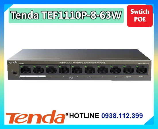 Lắp đặt camera Swtich Tenda TEF1110P-8-63W 8 Port