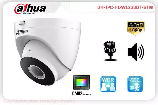  Camera dahua DH-IPC-HDW1230DT-STW,Camera dahua DH-IPC-HDW1230DT-STW là dòng camera quan sát dome hồng ngoại. Thuộc dòng camera IP.Sản phẩm hỗ trợ độ phân giải 2.0 MEgapixel.Hỗ trợ hồng ngoại tầm nhìn xa lên tới 30m.Sản phẩm phù hợp cho mọi công trình kho xưởng,siêu thị,cửa hàng ,văn phòng,.. 