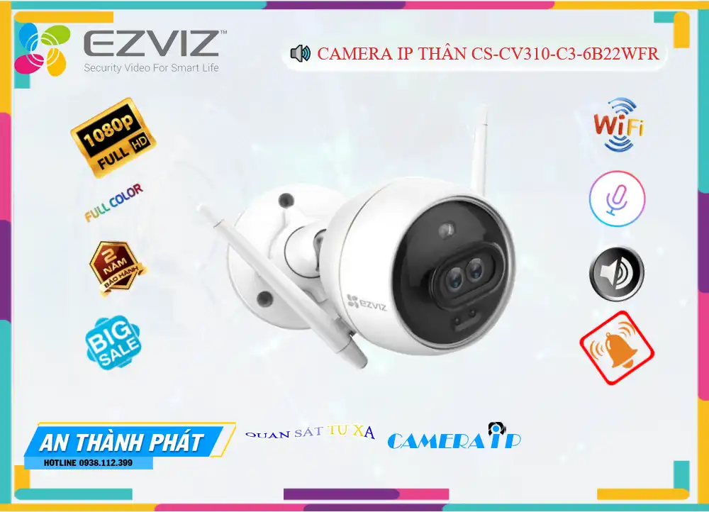 CS-CV310-C3-6B22WFR Sắc Nét Wifi Ezviz