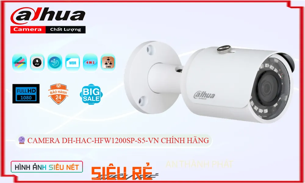 Camera DH-HAC-HFW1200SP-S5-VN Dahua Thiết kế Đẹp Camera DH-HAC-HFW1200SP-S5-VN Dahua Thiết kế Đẹp