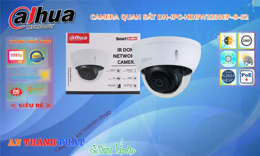 DH-IPC-HDBW2230EP-S-S2 Camera Chính Hãng Dahua DH-IPC-HDBW2230EP-S-S2 Camera Chính Hãng Dahua