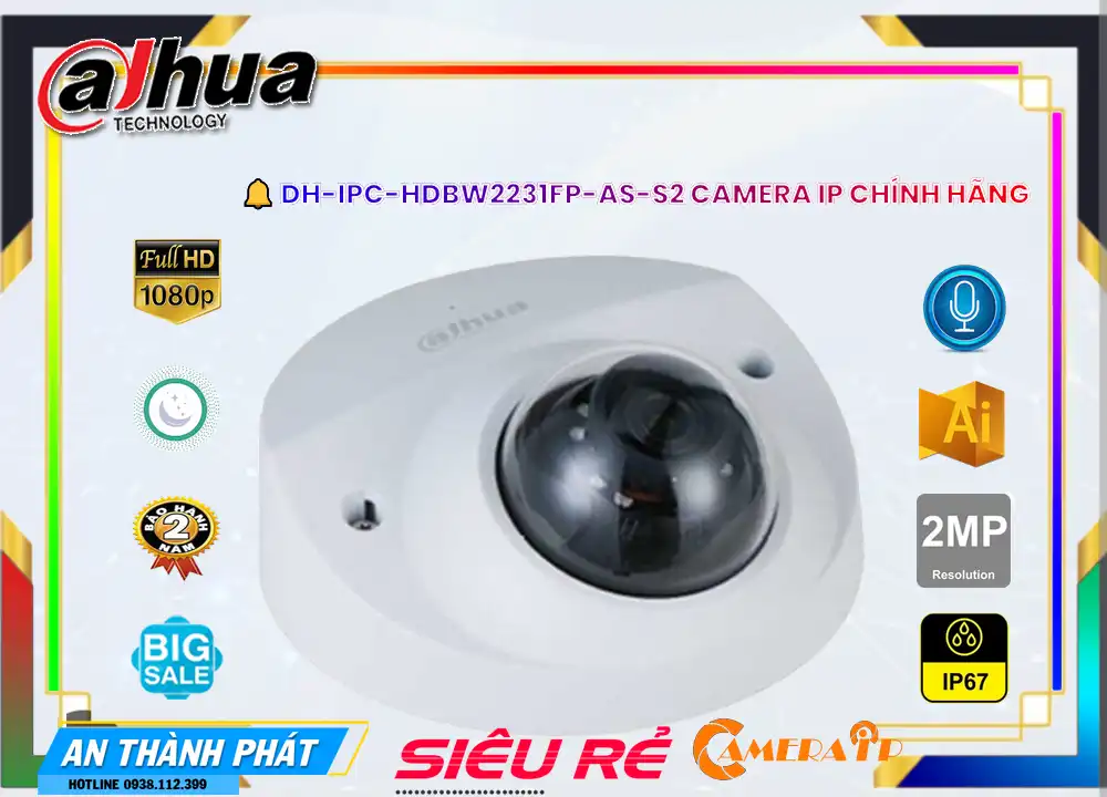 DH-IPC-HDBW2231FP-AS-S2 Camera An Ninh Thiết kế Đẹp