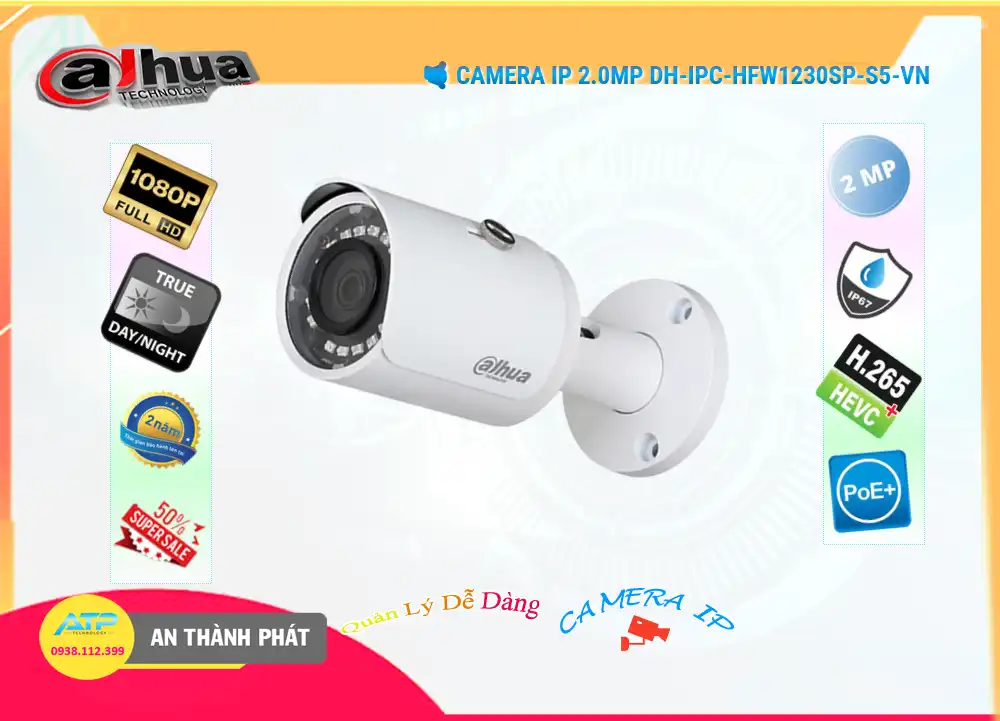 Dahua DH-IPC-HFW1230SP-S5-VN Sắc Nét Dahua DH-IPC-HFW1230SP-S5-VN Sắc Nét