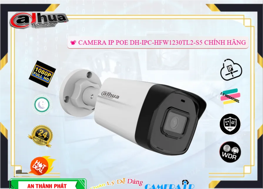 Camera Dahua DH-IPC-HFW1230TL2-S5 Mẫu Đẹp Camera Dahua DH-IPC-HFW1230TL2-S5 Mẫu Đẹp