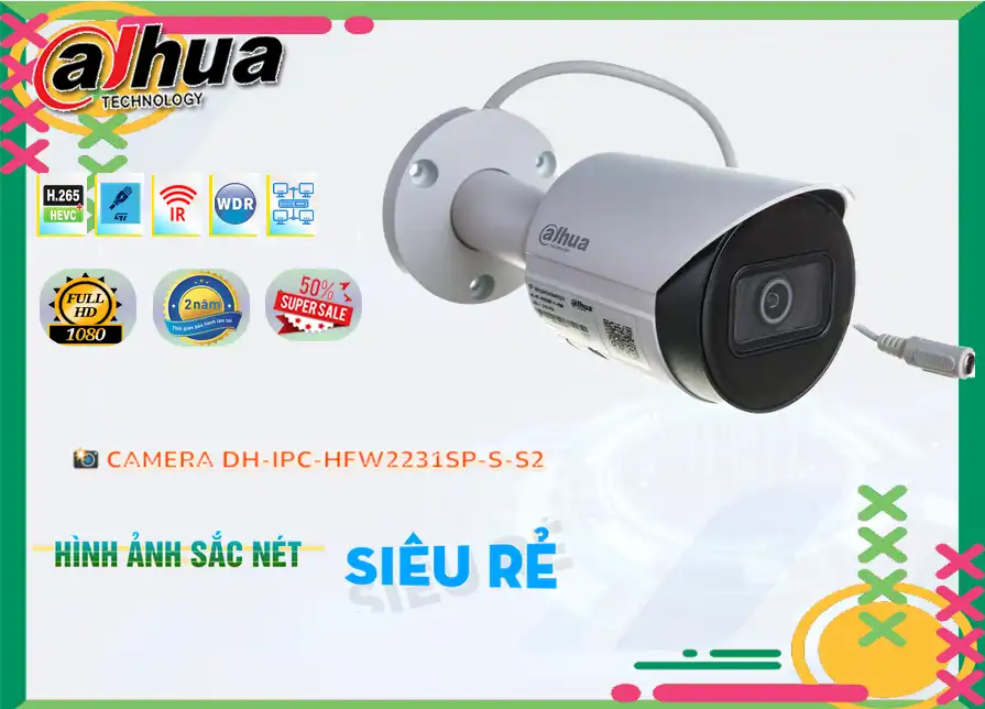 Camera DH-IPC-HFW2231SP-S-S2 Dahua Giá rẻ Camera DH-IPC-HFW2231SP-S-S2 Dahua Giá rẻ