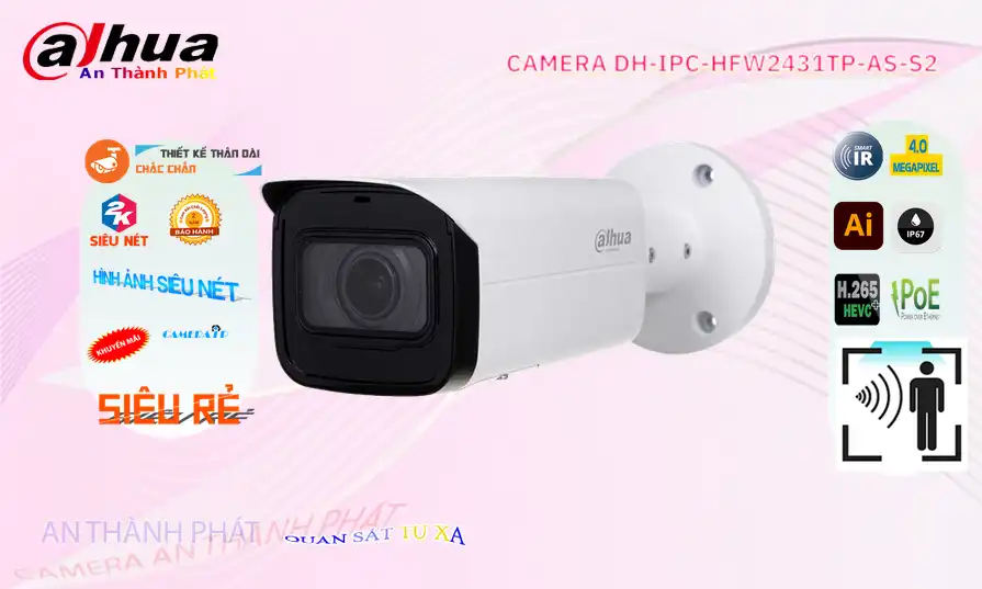 Camera DH-IPC-HFW2431TP-AS-S2 Dahua giá rẻ chất lượng cao