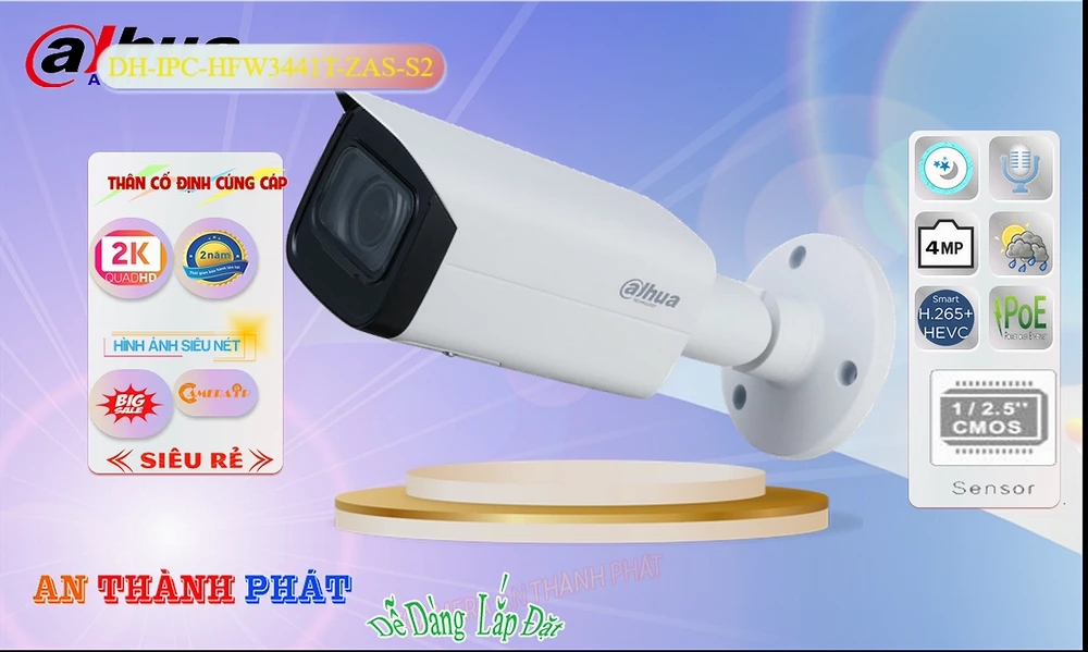 Camera Dahua DH-IPC-HFW3441T-ZAS-S2 Camera Dahua DH-IPC-HFW3441T-ZAS-S2