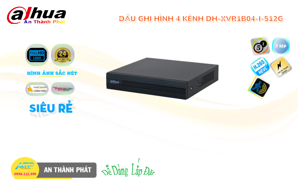 DH-XVR1B04-I-512G Đầu ghi Camera Dahua Giá rẻ DH-XVR1B04-I-512G Đầu ghi Camera Dahua Giá rẻ