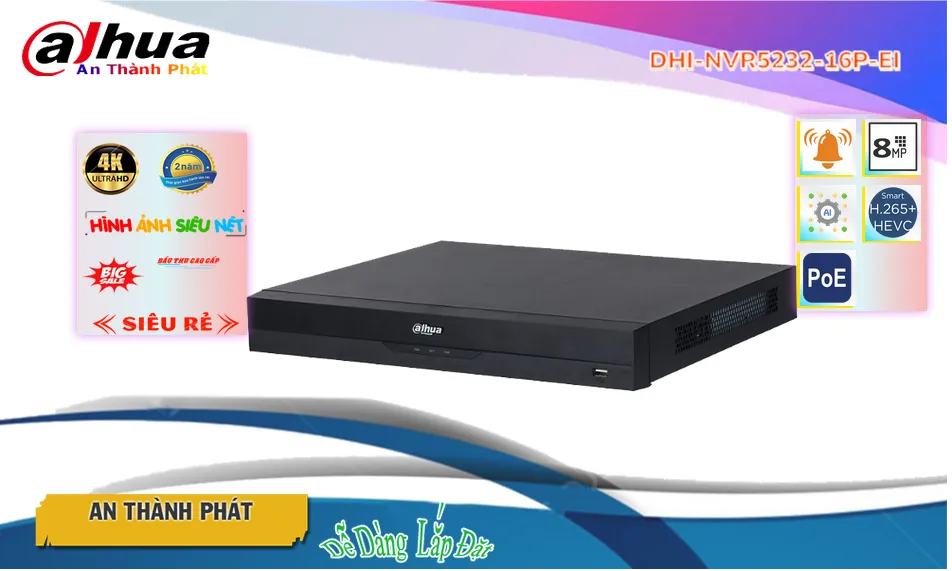 Đầu Ghi Camera Dahua DHI-NVR5232-16P-EI Tiết Kiệm Đầu Ghi Camera Dahua DHI-NVR5232-16P-EI Tiết Kiệm