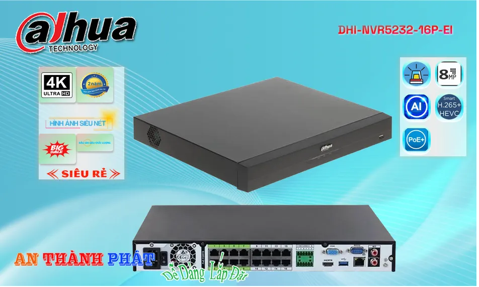 Đầu Ghi Camera Dahua DHI-NVR5232-16P-EI Tiết Kiệm Đầu Ghi Camera Dahua DHI-NVR5232-16P-EI Tiết Kiệm