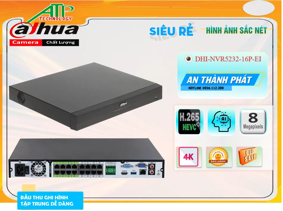 Đầu Ghi Camera Dahua DHI-NVR5232-16P-EI Tiết Kiệm Đầu Ghi Camera Dahua DHI-NVR5232-16P-EI Tiết Kiệm