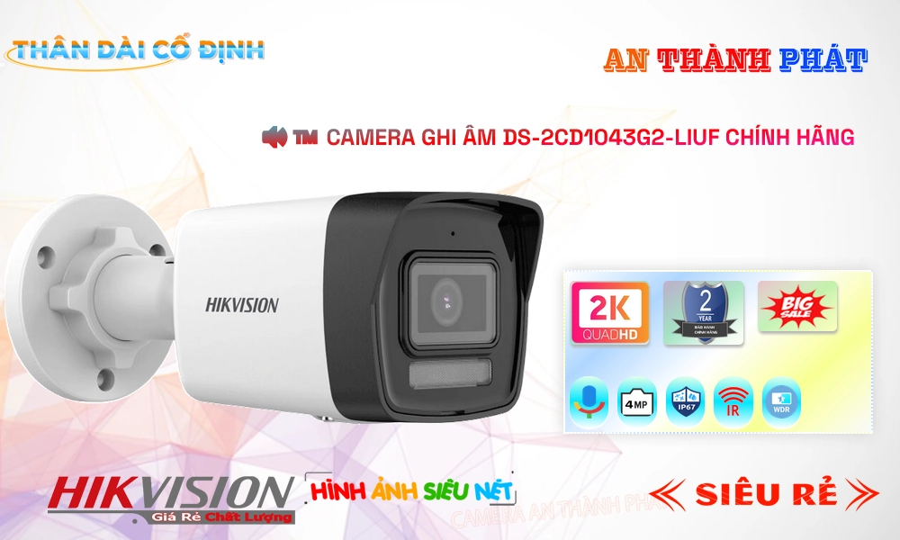 Hikvision DS-2CD1043G2-LIUF Sắc Nét Hikvision DS-2CD1043G2-LIUF Sắc Nét