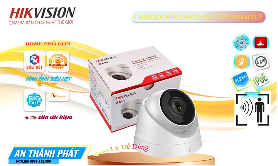 Camera Hikvision đang khuyến mãi DS-2CD1343G0-IUF Camera Hikvision đang khuyến mãi DS-2CD1343G0-IUF