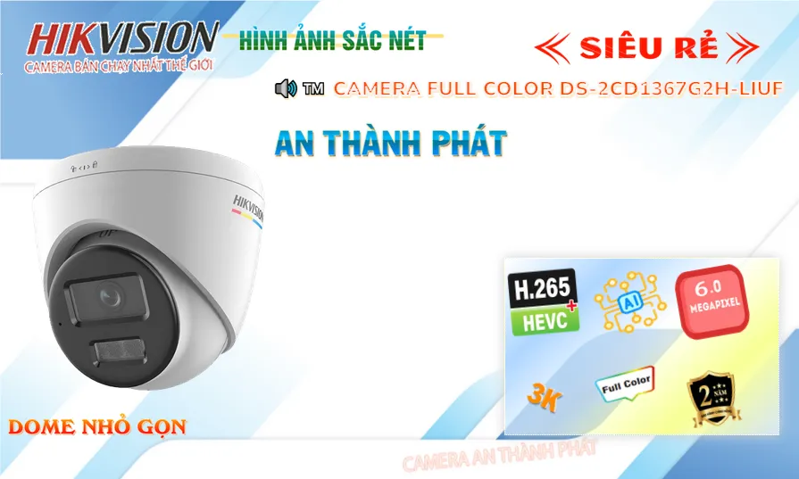 DS-2CD1367G2H-LIUF camera sắc nét Hikvision