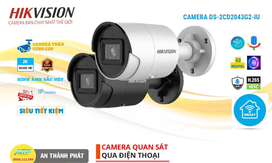 DS-2CD2043G2-IU Sắc Nét Hikvision
