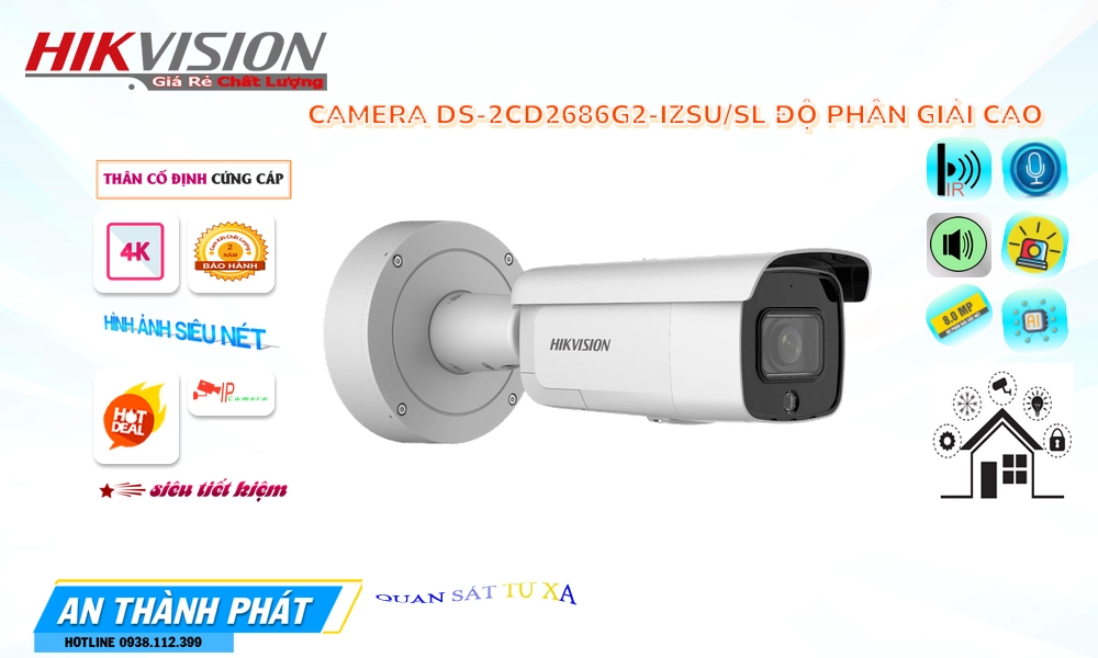 Camera HD IP DS-2CD2686G2-IZSU/SL Đang giảm giá Camera HD IP DS-2CD2686G2-IZSU/SL Đang giảm giá