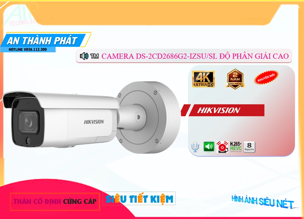 Camera HD IP DS-2CD2686G2-IZSU/SL Đang giảm giá Camera HD IP DS-2CD2686G2-IZSU/SL Đang giảm giá