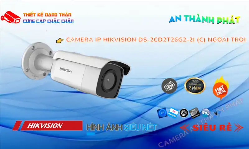 ➠  DS-2CD2T26G2-2I (C) sắc nét Hikvision
