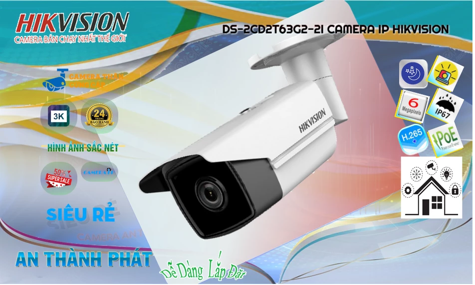 Camera Hikvision Với giá cạnh tranh DS-2CD2T63G2-2I Camera Hikvision Với giá cạnh tranh DS-2CD2T63G2-2I