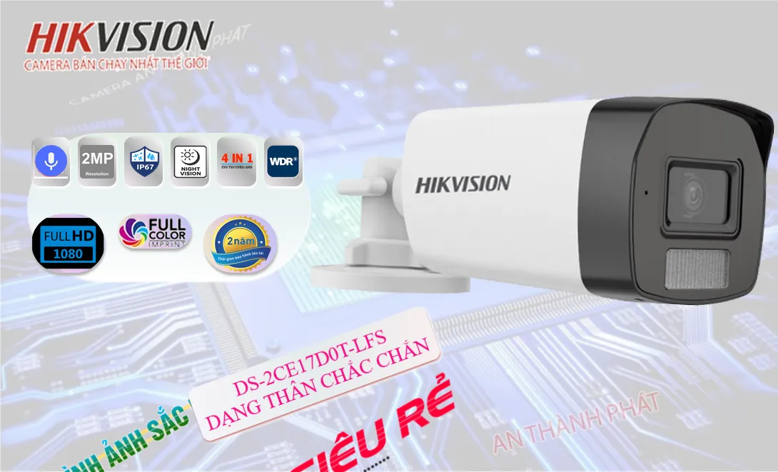 DS-2CE17D0T-LFS camera hikvision thân hồng ngoại full color