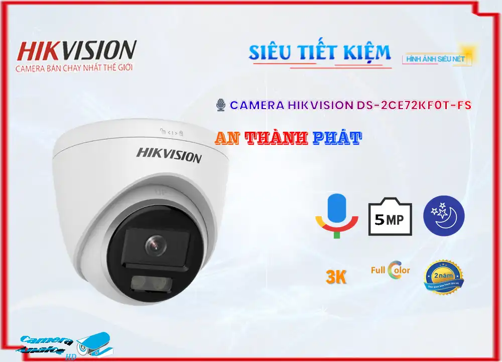 ✪  Hikvision DS-2CE72KF0T-FS Sắc Nét