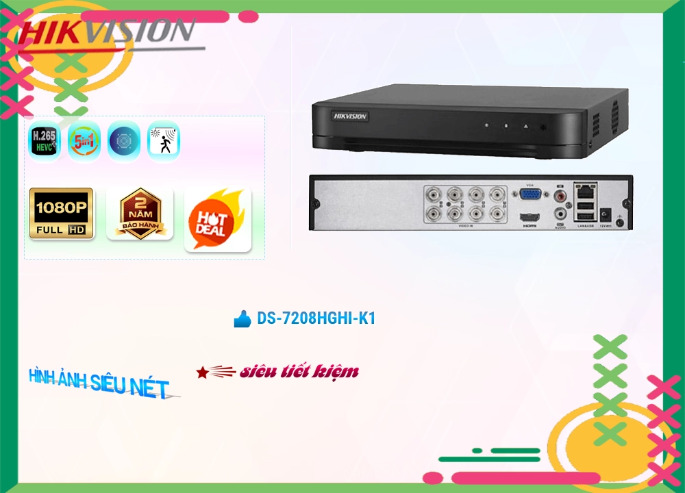 DS-7208HGHI-K1Thiết Bị Ghi Hình Thiết kế Đẹp Hikvision DS-7208HGHI-K1Thiết Bị Ghi Hình Thiết kế Đẹp Hikvision