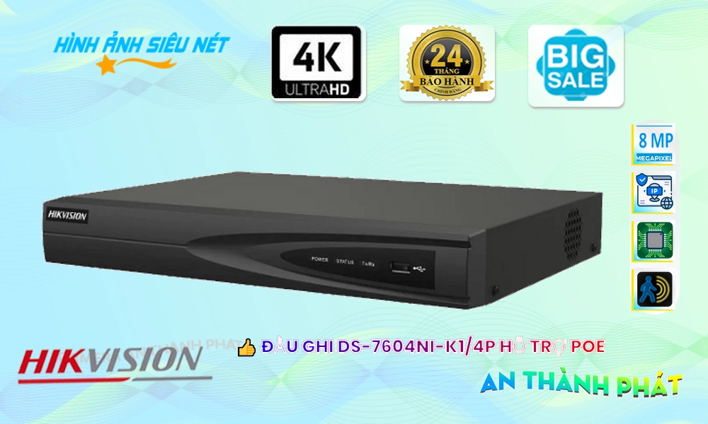 Đầu Thu Hikvision DS-7604NI-K1/4P