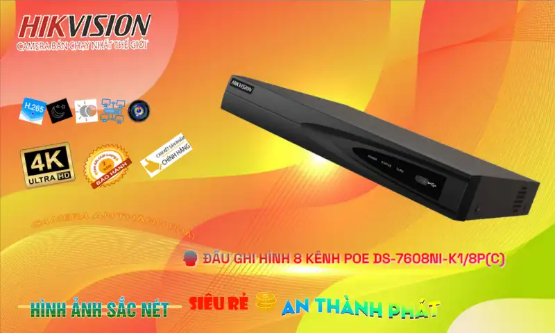 DS-7608NI-K1/8P(C) sắc nét Hikvision