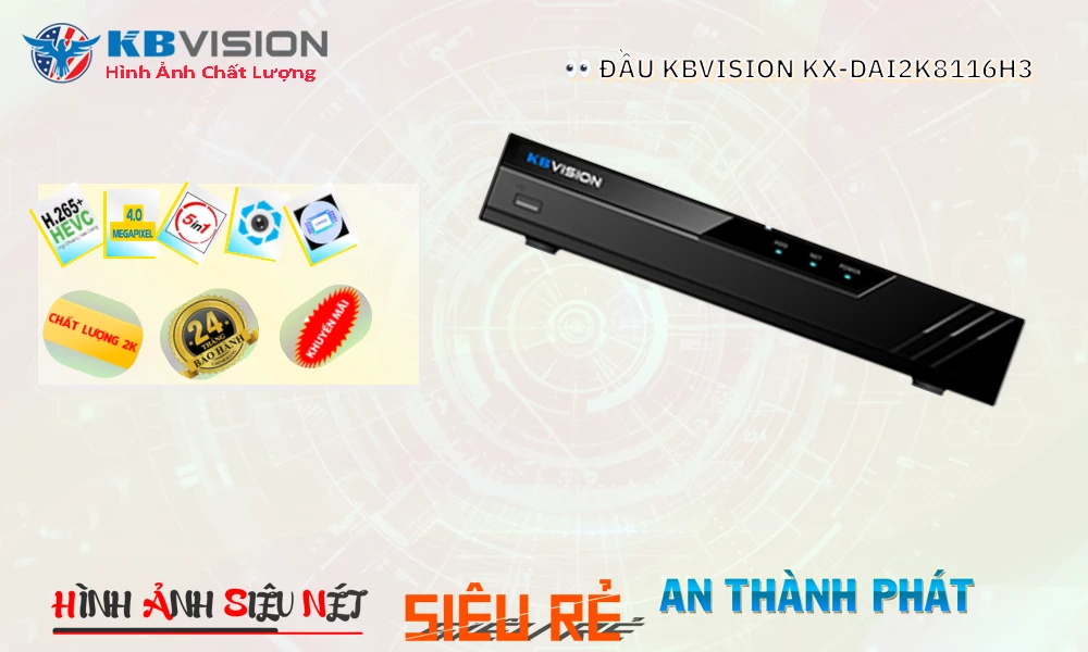 KX-DAi2K8116H3 Đầu Thu KBvision KX-DAi2K8116H3 Đầu Thu KBvision