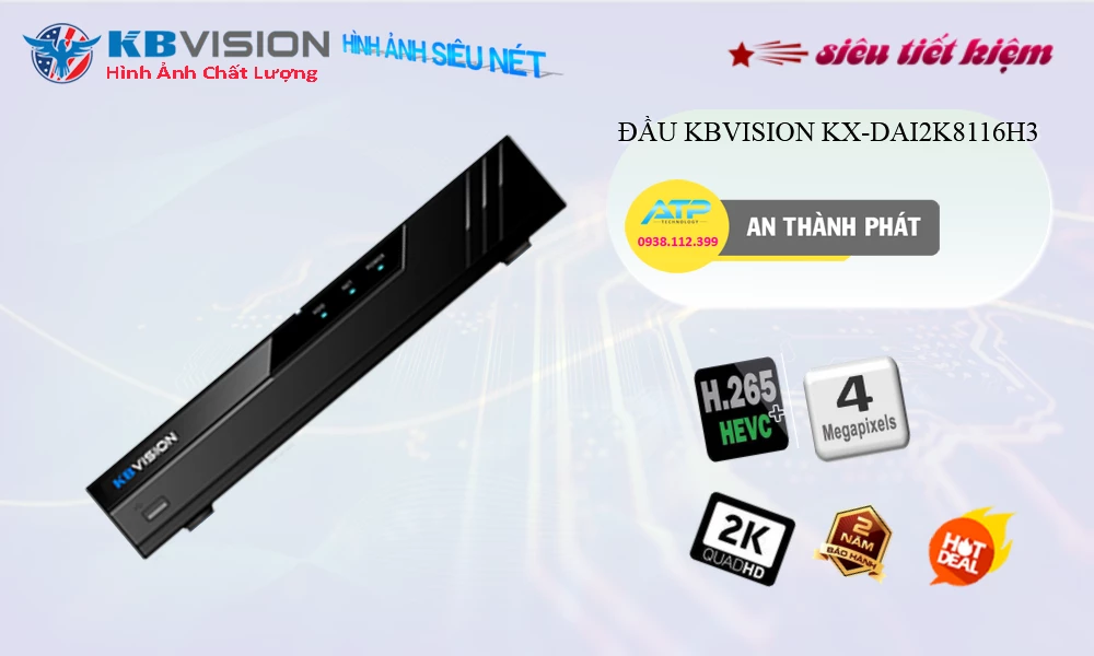 KX-DAi2K8116H3 Đầu Thu KBvision KX-DAi2K8116H3 Đầu Thu KBvision
