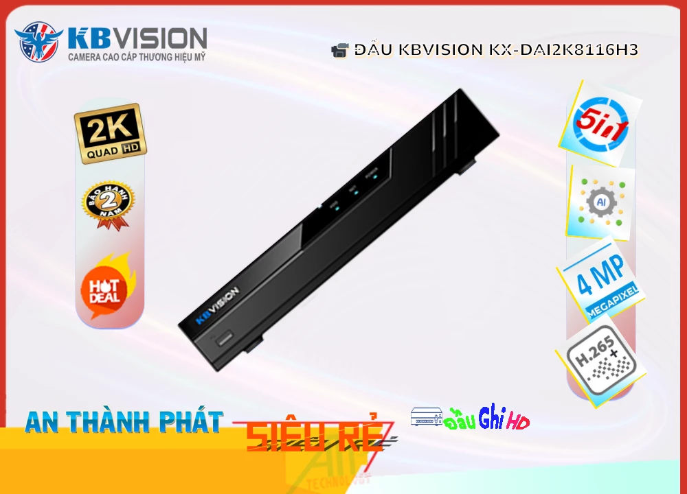 KX-DAi2K8116H3 Đầu Thu KBvision KX-DAi2K8116H3 Đầu Thu KBvision