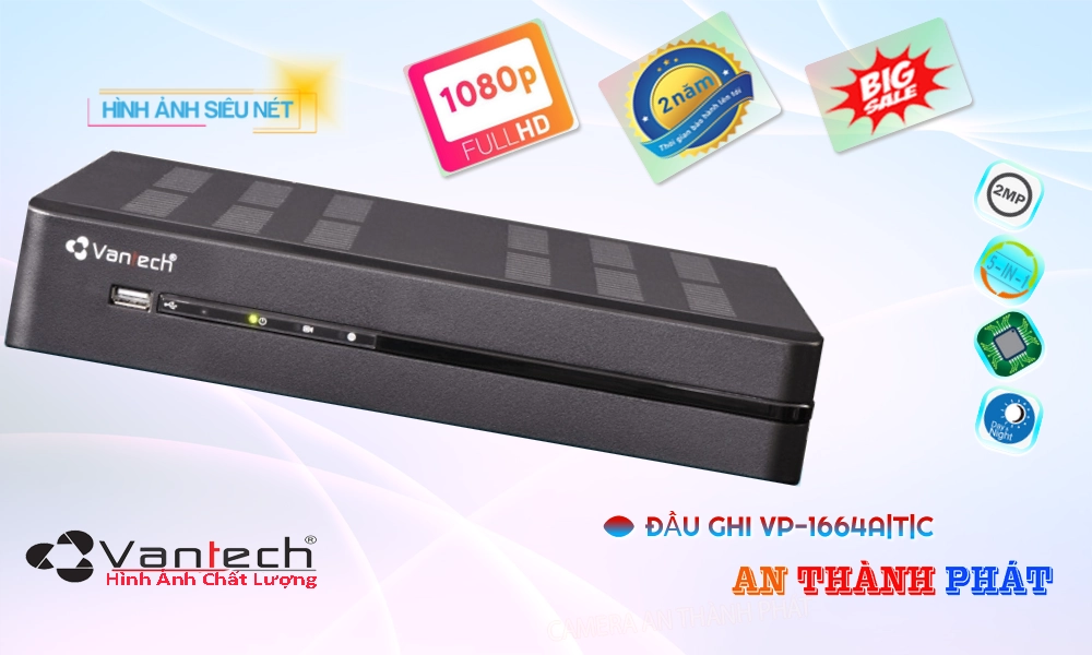 Đầu ghi VanTech VP-1664A|T|C Mẫu Đẹp ✲