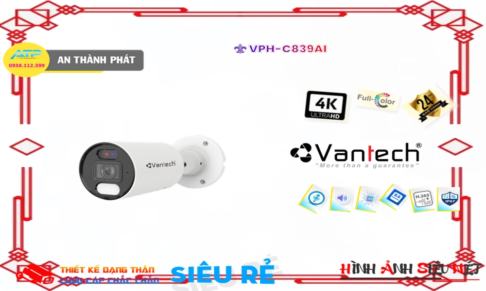 Camera IP VPH-C839AI VanTech giá rẻ chất lượng cao ✓ Camera IP VPH-C839AI VanTech giá rẻ chất lượng cao ✓