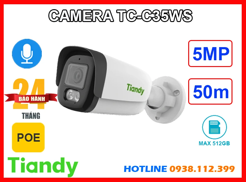 Camera TIANDY TC-C35WS Ghi Âm (5MP), camera quan sát TIANDY TC-C35WS, camera ngoài trời TIANDY TC-C35WS, camera ghi âm TIANDY TC-C35WS, lắp đặt camera TIANDY TC-C35WS, lắp camera TIANDY TC-C35WS giá rẻ, camera TIANDY TC-C35WS giá rẻ, TIANDY TC-C35WS, TC-C35WS,
