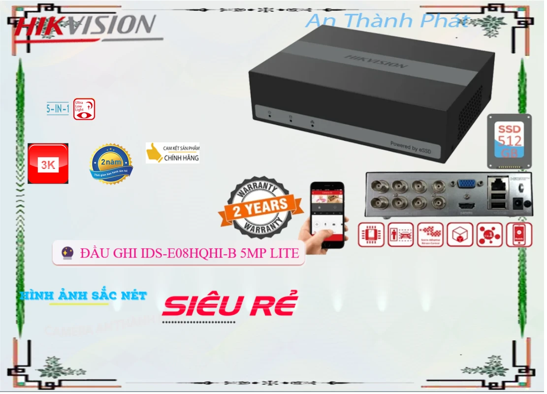 ✪ iDS-E08HQHI-B Đầu ghi Camera Hikvision Giá rẻ ✪ iDS-E08HQHI-B Đầu ghi Camera Hikvision Giá rẻ